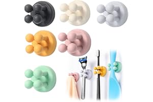 WUBAYI Rasiererhalter ohne Bohren, Zahnbürsten Halterung, Rasierhobel Damen Halter, Nassrasierer Klebehalterung Dusche, Stifthalter selbstklebend, Handtuchklemme (6pcs)