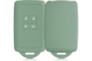 kwmobile Car Key Cover Compatible with Renault 4 Button Car Key Smart Key (only Keyless Go) - Silicone Protective Key Fob Cover with Built-in Eyelet - Pottery Green