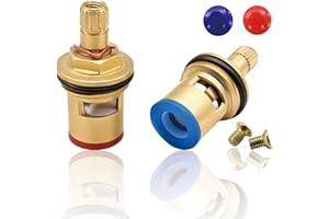 GODTKOWTY All-Copper Faucet Core with Quick Opening 4-Point Ceramic Cartridge for Hot and Cold Water - Reliable Triangle Valve Replacement for Kitchen, Shower, and Bathroom Taps