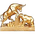 Cutfouwe Bull and Bear Figures, Decorative Figure for Office and Living Room, Finance Lovers and Stock Market Enthusiasts, Gold