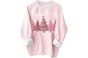 VOKKRV Felpa Donna Natale Oversize Pullover con Stampa Albero di Natale Maglione Manica Lunga Curvy Morbido Elegante Maglie Felpa Christmas Sweatshirt Maglione Natalizio Donna Divertente