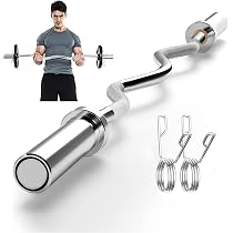 Nisorpa Barra De Curling EZ Olímpica De 47 Pulgadas (120 Cm) – 4.7 Kg, Agarre Antideslizante, Acero Cromado, Para Bíceps Y Entrenamiento De Fuerza