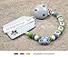 Personalised Baby DUMMY CLIP | Pacifier Holder with preffered name – boys motif blue car | Beststeller from Germany