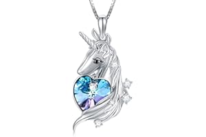 TOUPOP Kette Einhorn 925 Sterling Silber Einhorn Halskette für Damen Mädchen Einhorn Anhänger Schmuck mit Kristall Unicorn Geschenke