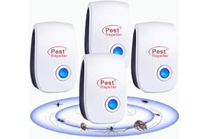 RUTIDA Repelente Ultrasónico de Plagas, 4 Pack Electrónico Repelente Mosquitos Control de Plagas, Repelente Ultrasónico Ratas para Anti Mosquitos, Moscas, Ratones, Cucarachas, Arañas, Roedores