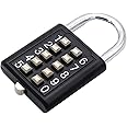 10-Digit Button Combination Padlock 5 Locking Mechanism bit Key Lock Blind Old Man Fixed Gym Cabinet Door Tool Box Padlock Gym Sports School and Employee Locker Outdoor guardrail Buckle Storage Black