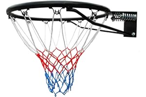 Kingdom GB Basketball Hoop Rim and Net with Ball & Pump Set Heavy Duty Spring Loaded METAL Ring Official Size Wall Mounted Fixings