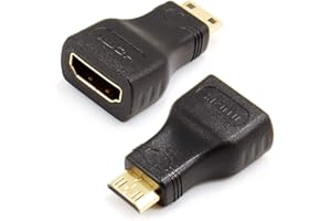 VMOJO Mini HDMI Stecker auf Buchse Adapter | C-Type auf A-Type | Standard 2.0 für Notebook/DV/Kamera | Konverter bis zu 2160/1080 Full HD | Vergoldete Kontakte