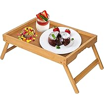 Plateau De Lit Bambou Pliant Avec Pieds - Table Petit Déjeuner Au Lit - Noir - 52x24x18 Cm (ouvert) - Artmeer