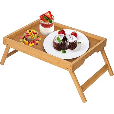 Bamboe thee dienblad voor ontbijt eten dessert serveren