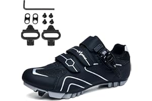 NGARY Zapatillas De Ciclismo Hombre Mujer, Zapatos Montaña Exterior MTB Compatibles con Shimano SPD 2 Pernos Pedales, Amortiguadoras Zapatos Bicicleta