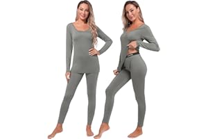 INNERSY Sous Vetement Thermique Femme Légers Ensemble Haut Manches Longues et Pantalon Hiver/Automne
