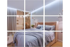 ‎BD ART BD ART Spiegel zum Kleben 9 Stück 20 x 20 cm - Dekorative Wandspiegel zum Aufkleben - Klebespiegel für die Wand Ganzkörper - Spiegelfliesen Selbstklebend - Spiegelwand Ohne Bohren für Tür & Schrank
