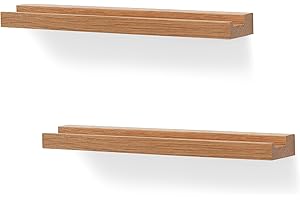 NIUBEST Wandhalterung für Vinyl-Schallplatten, 2er-Pack - Schallplattenregale, Halterung zur Präsentation von Schallplatten, CDs, Büchern und Kunstwerken, Vintage-Aufbewahrung für Zuhause (Holzfarbe)