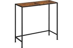 CADUKE Tavolo consolle lungo, 80 x 30 x 80 cm, tavolino da ingresso, tavolo sottile con telaio in metallo nero, per ingresso, soggiorno, colore marrone rustico