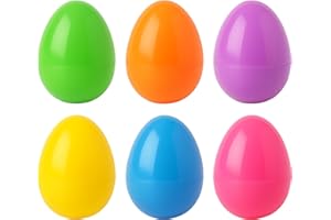 QUICKDRAW EASTER 6 x Large Assorted Colour Fillable Plastic Surprise Easter Eggs - Fill With Easter Hunt Gifts And Chocolate