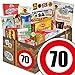 Produktbild Geschenkideen zum 70. Geburtstag - Süssigkeiten Box mit Waren DDR - Geschenkverpackung "Verkehrsschild 70" mit Ostmotiven – Liebesperlen in Babyfläschchen, Keks Wikana Viba, Othello Keks Wikana uvm. - DDR Waren Box als Geschenkkorb mit Kultprodukten der DDR - Geburtstagsgeschenk Ostpaket Geschenke 70. Geburtstag Geschenkideen Geschenk Ideen 70 Geburtstagsgeschenke DDR Geschenke 70 Geburtstag Geschenkidee Mutter zum 70. Geburtstage