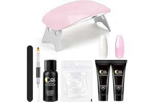 Coscelia Kit Ricostruzione Unghie 2pz Poly Estensione Gel con Lampada LED+UV , con Nail Cleanser con Unghia Finte e gli Strumenti Necessari per Nail Art Ricostruzione