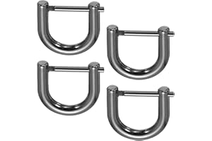 PATIKIL 1/2" D-Rings Screw in Shackle, 4 Pcs Horseshoe U Shape D Ring Zinc Alloy Semicircle Buckles Replacement for Purse Keychain Collar Accessories Craft, Black