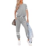 Litthing Completi Donna Sportivi 2 Pezzi Tute da Ginnastica Tops Manica Corta/Pantaloni per Casual Jogging Fitness Yoga Casa 