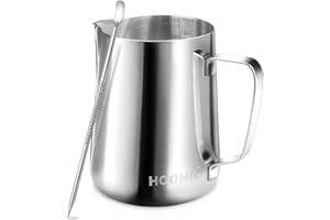 HOOMIL Pot à Lait en Acier Inoxydable 350ml/12oz Pichet à Lait Pot pour le Café la Mousse de Lait