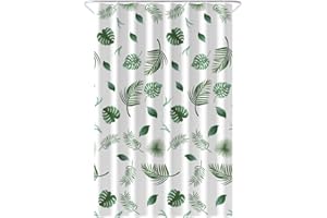 Loti Living Zasłona prysznicowa 120 x 200 cm – odporna na pleśń i działanie wody - tkanina poliestrowa - z taśmą obciążającą - w zestawie z haczykami - Leaves