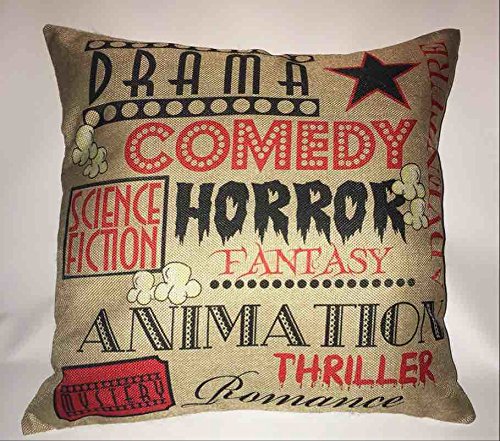 Movie Theater Cinema Decor Throw Pillow Covers - Set Of 4, 18x18 Inch, Cotton Linen For Sofa