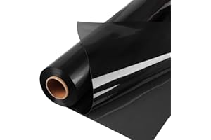 POPGIFTU Rouleau de papier cellophane noir | Déplié 86 cm de large x 30 m de long | 2,3 mm d'épaisseur noir translucide | Cadeaux, paniers, friandises | Décoration colorée en cellophane