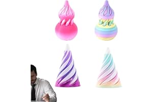 AMBEERT 4PCS Spiral Cone Fidget Toy, 3D Printed Fidget Toy Set of Four, Includes Matte Rainbow and Lollipop Pink, Perfect for Stress Relief and Focus Enhancement, Unique Desk Decor for Office or Home Use