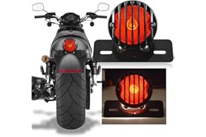 KATUR 1PCS Motofans Black Round Metal Motorcycle Tail Brake Light for Harley Bobber Chopper Custom April IA Mana