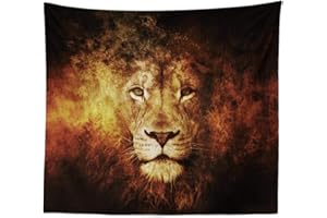 Boyouth Tapestry Wall Hanging,Fantasy Flame Lion Head Pictures Digital Print Wall Tapestry Art Home Decorations for Living Room Bedroom Dorm,78.7" Wide By 59.1" High