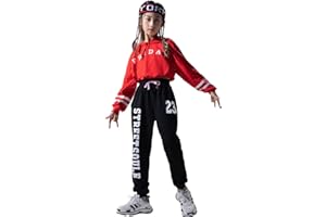 LOLANTA Completo Hip Hop Bambina, Felpa con Cappuccio e Pantaloni Jogger, Abbigliamento per Danza Moderna e Jazz