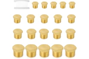 TAISHER 20 pièces Brass Outer Hex Thread Socket Pipe Plug Fitting 1/8"1/4"3/8"1/2"BSP Male, For Water Oill Air Gas