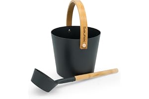 Sauflex bastu tillbehörsset: 4 l aluminiumhink och 42 cm slev, bambuhandtag