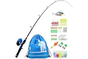 SOUGAYILANG YONGZHI Kids Fishing Pole with Spincast Reel Telescopic Fishing Rod Combo Full Kits for Boys,Girls and Adults-Red