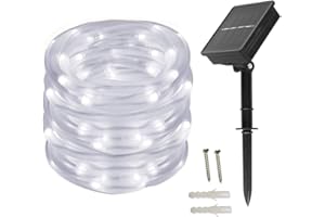 BXROIU Solarny wąż świetlny, łańcuch świetlny, 10 m, 100 diod LED, wodoszczelny, na wesele, imprezę i Boże Narodzenie, oświetlenie bożonarodzeniowe