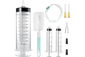 GOTRUST Siringa grande da 500 ml, siringa in plastica da 20 ml, con tubo, ago smussato da 17 g, siringa in plastica riutilizzabile, grande per olio motore, laboratorio, alimentazione degli animali,