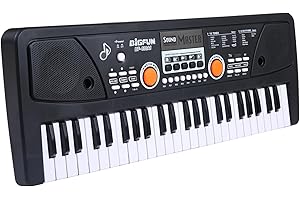 COMETX Pianoforte elettrico 49 tasti USB Organo elettronico Pianoforte elettrico con microfono Nero Musica digitale Tastiera elettronica Altoparlanti stereo integrati con 16 toni 8 ritmi 6 canzoni