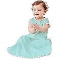 TURMIN Baby Sleeping Bag 1.0 Tog,Newborn Sleep Sack 100% Cotton Sleeveless Wearable Blanket for Newborn Baby Gift, Light Blue, L(12-18 Months)