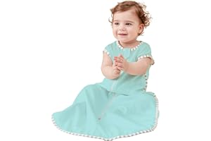 TURMIN Baby Sleeping Bag 1.0 Tog,Newborn Sleep Sack 100% Cotton Sleeveless Wearable Blanket for Newborn Baby Gift, Light Blue, M(6-12 Months)