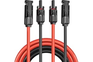 PIXELURE Cable de Extensión de Panel Solar de 6 mm², Alargador de Cable Solar de 1/2/3/5M, Cable de Cable Fotovoltaico con Conectores Hembra y Macho Kit de Adaptador para Panel Fotovoltaico (6mm²5m)