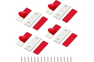 RAVINTE 4-pak magnesów do drzwi szafy, srebrne, magnetyczne zatrzaski samoprzylepne, ze stali nierdzewnej, magnesy na drzwi, magnesy samoprzylepne z nakładką