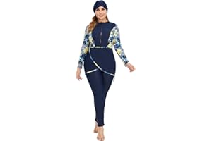 TaissBocco Muslimische Badeanzüge für Frauen Lange Ärmel Modest Bademode Islamisch Arabisch Schwimmkostüm Burkini