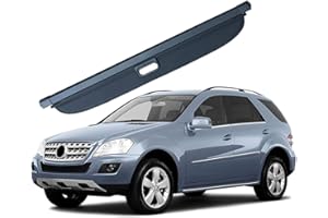 BENME Laderaumabdeckung für W164 ML Class ML300 ML320 ML350 ML550 2006-2011, Einziehbar, Kofferraumabdeckung Cargo Cover Rollo, Aluminiumlegierung, PVC, Silber, Remote Control, Scharnierhebel, Manuell
