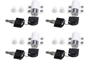 ELEPURE Lot de 4 verrou de Sécurité Porte Fenêtre avec Clé, Sécurité Fenêtre Enfant, Verrou Porte Coulissante Placard Patio Bolt Anti-vol Limite Restricteur Serrures pour Bebe, Blanc