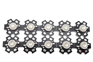 Vrabocry 10 Stücke LED Chips, 3 Watt High Power Blau 450-460nm LED Lampe Perlen Emitter Diode Chips Mit 20mm Schwarz Stern PCB für DIY Beleuchtungskörper