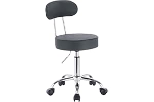 WOLTU Sedie Ufficio Sedia da Scrivania Sgabelli con Schienale Similpelle Cromato Girevole Moderno Grigio1 Pz
