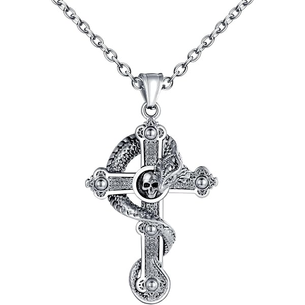 Collier Homme Zense - Style Rock Punk Gothique - Pendentif Tête De Mort En Acier Argenté - Référence ZP0257