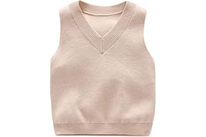 DCUTERQ Del Bambino del Bambino dei Ragazzi di Colore Solido con Scollo A V Scuola Uniforme Maglione Maglia Lavorato a Maglia Senza Maniche Pullover Gilet