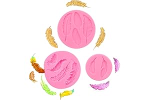CATELL 3 Piezas Molde De Silicona De Plumas Molde De Fondant De Plumas para Decoraciones De Bricolaje, Pasteles, Postres, Decoraciones, Chocolate, Gelatina, Fondant, Jabón, Artesanías De Resina